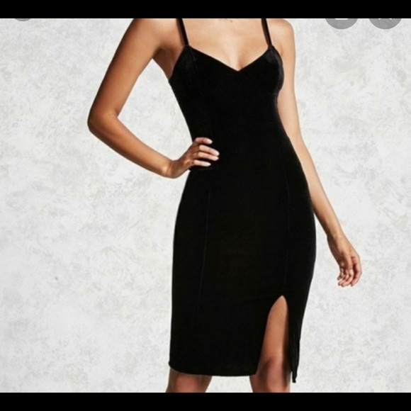 front slit black dress